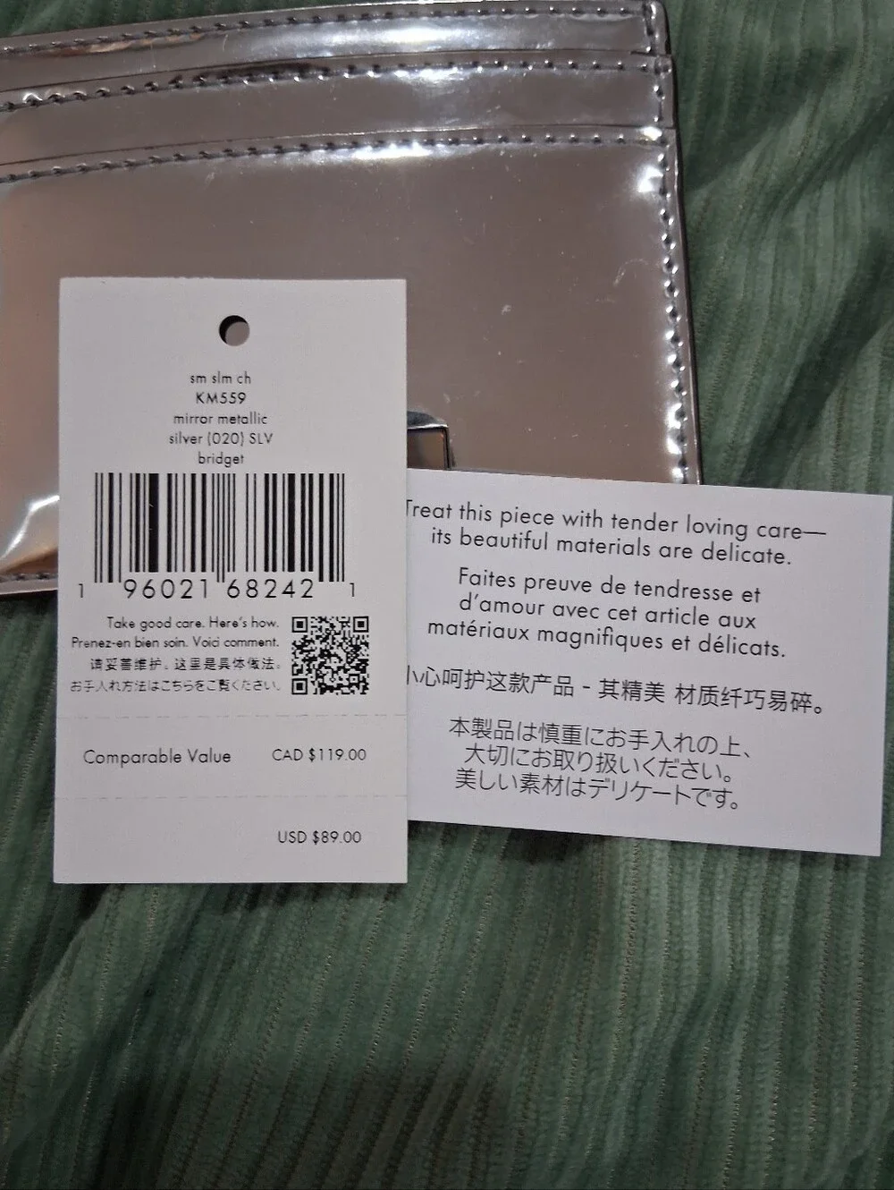 kate spade Silver Mirror Card Holder with Holo Logo Plate